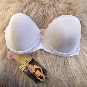 Vintage Vassarette 36D Strapless Bra White 74239 Smoothing Nylon Blend
